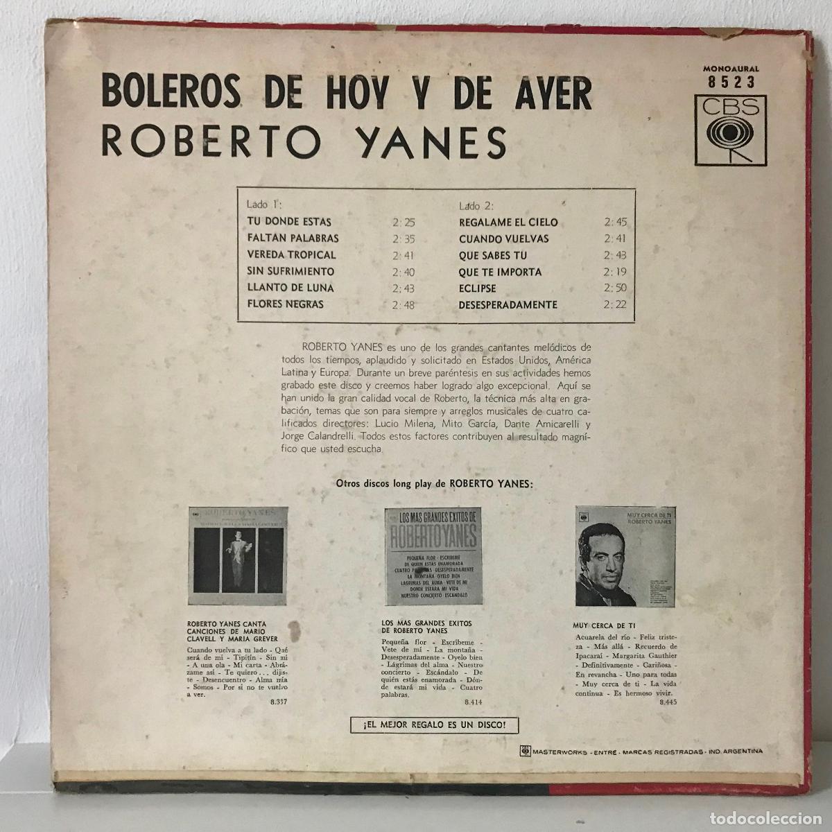 Discos de vinilo: Roberto Yanes. Boleros de hoy y de ayer - Foto 2