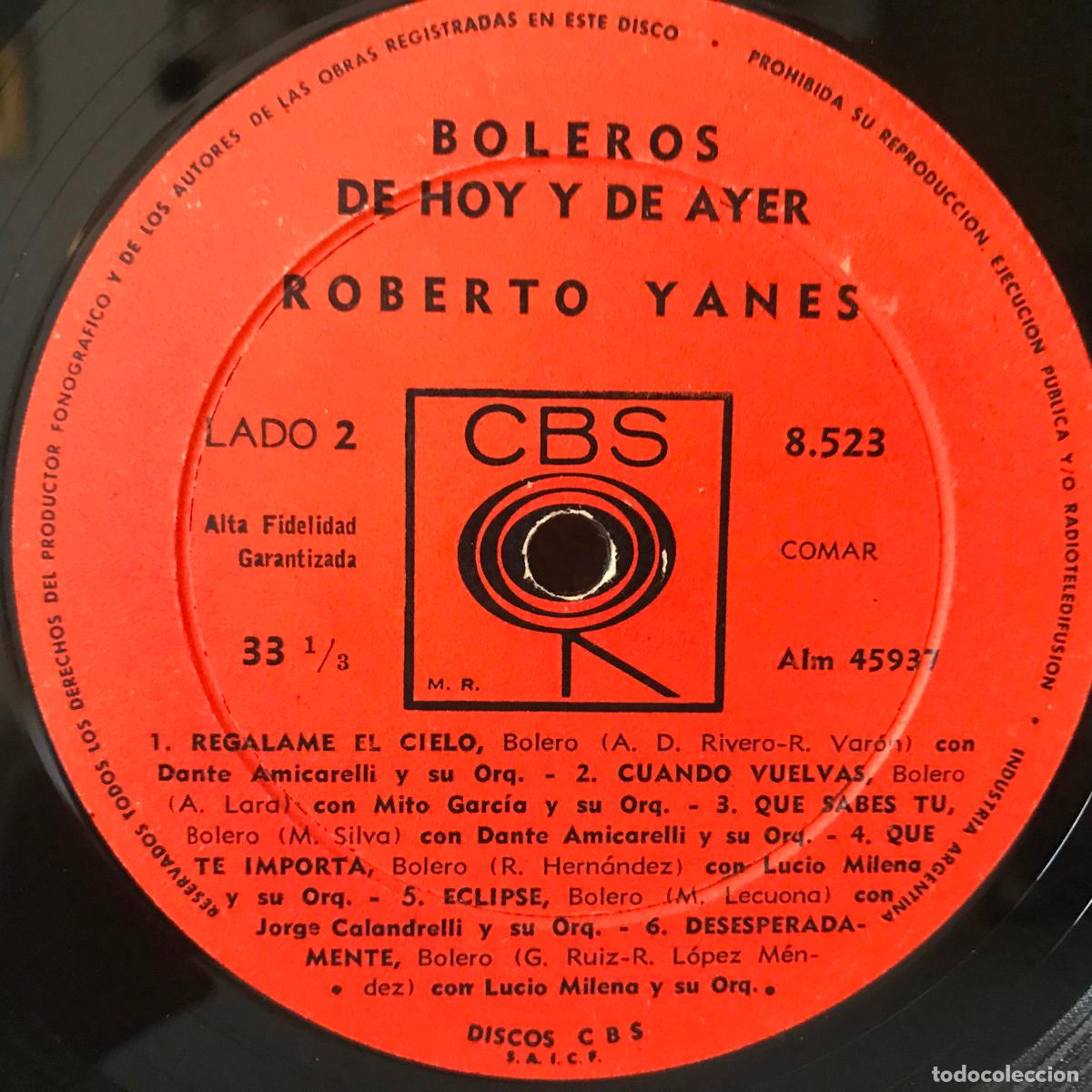 Discos de vinilo: Roberto Yanes. Boleros de hoy y de ayer - Foto 3