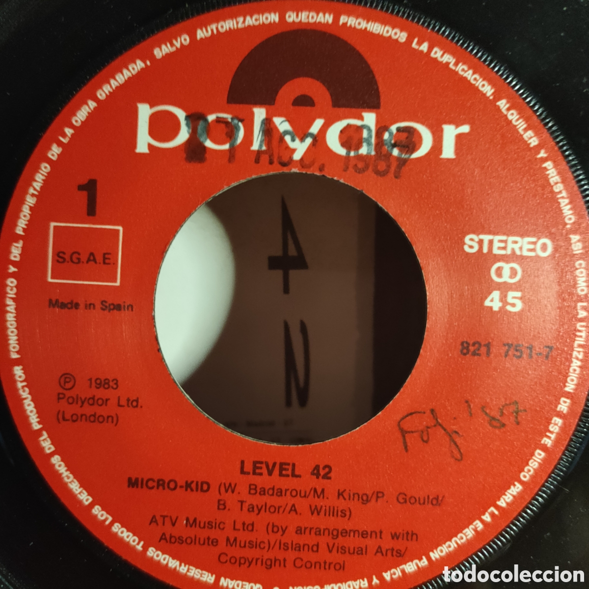 Discos de vinilo: Level 42 &ndash; Micro-Kid . 1984 original Spain disco 7&rdquo; vinilo - Foto 3