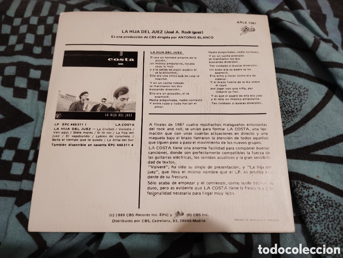 Discos de vinilo: LA COSTA - LA HIJA DEL JUEZ ( 1989 ) - Foto 2