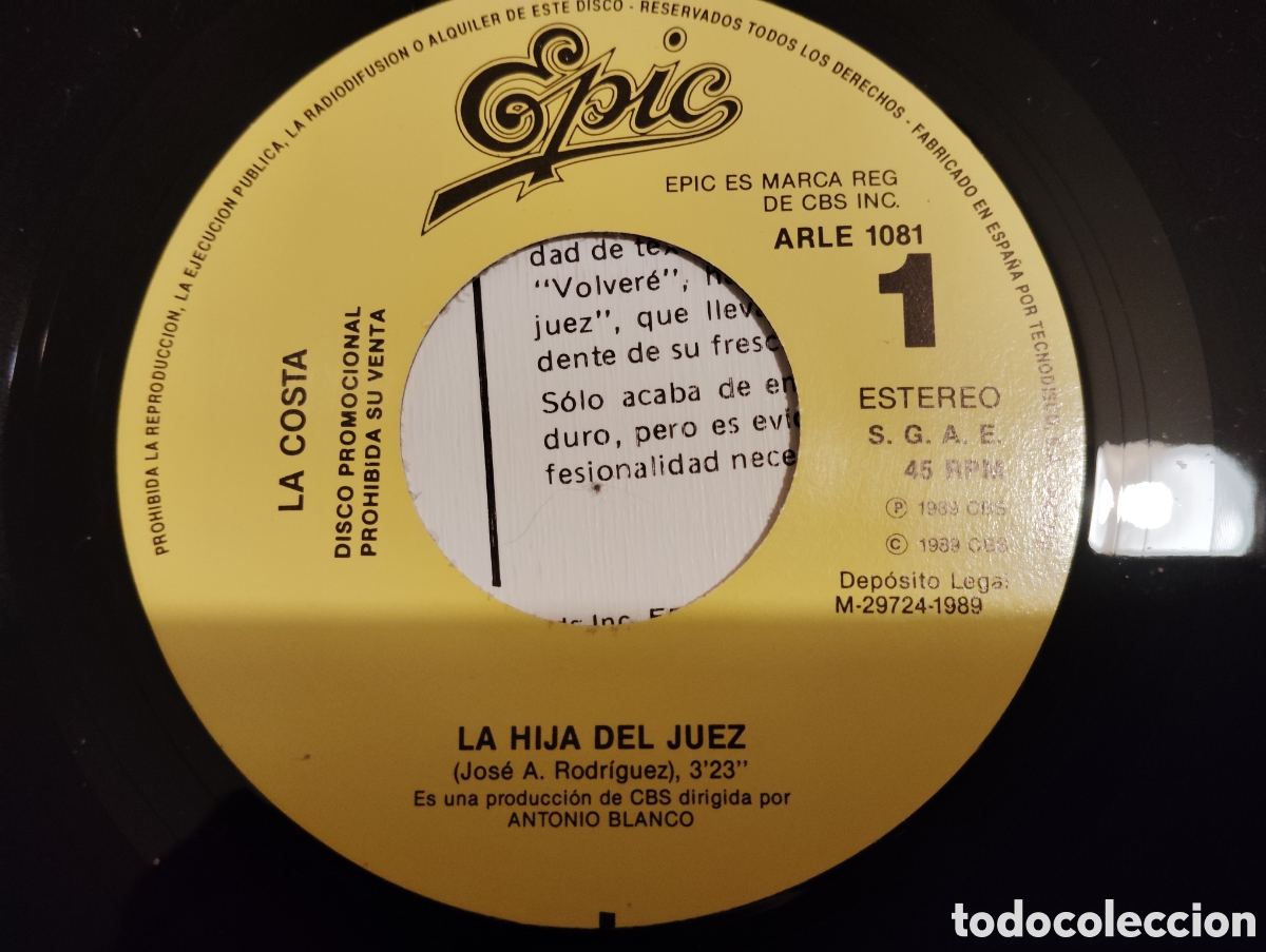 Discos de vinilo: LA COSTA - LA HIJA DEL JUEZ ( 1989 ) - Foto 3