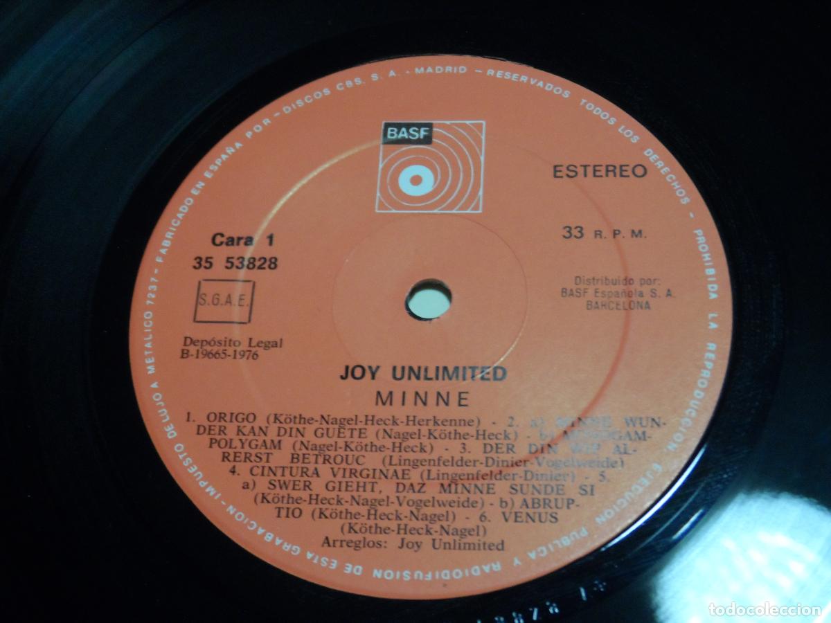 Discos de vinilo: JOY UNLIMITED - MINNE (SPAIN 1976) - Foto 3