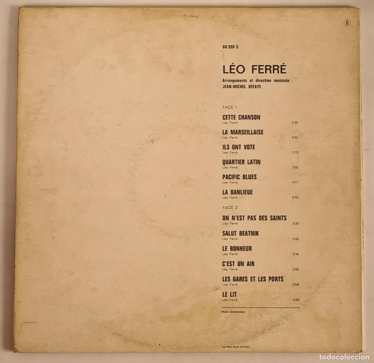 Discos de vinilo: L&eacute;o Ferr&eacute; - Disco Vinilo - Canci&oacute;n Francesa - Foto 22