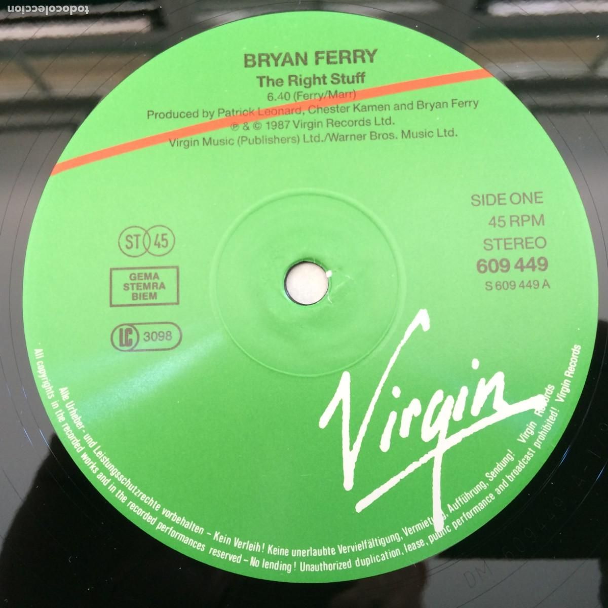 Discos de vinilo: Bryan Ferry &lrm;&ndash; The Right Stuff Germany 1987 Virgin Maxi - Foto 3
