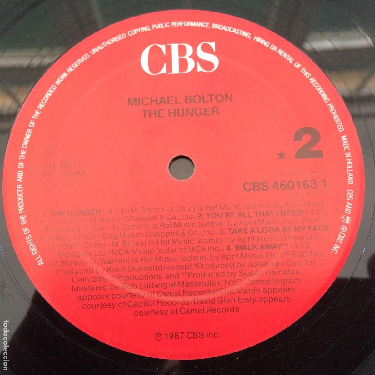 Discos de vinilo: Michael Bolton &lrm;&ndash; The Hunger Holanda 1987 CBS - Foto 4