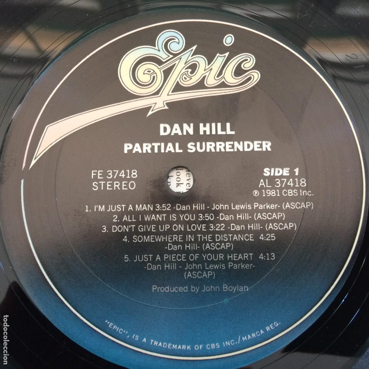 Discos de vinilo: Dan Hill &lrm;&ndash; Partial Surrender USA 1981 Epic - Foto 5