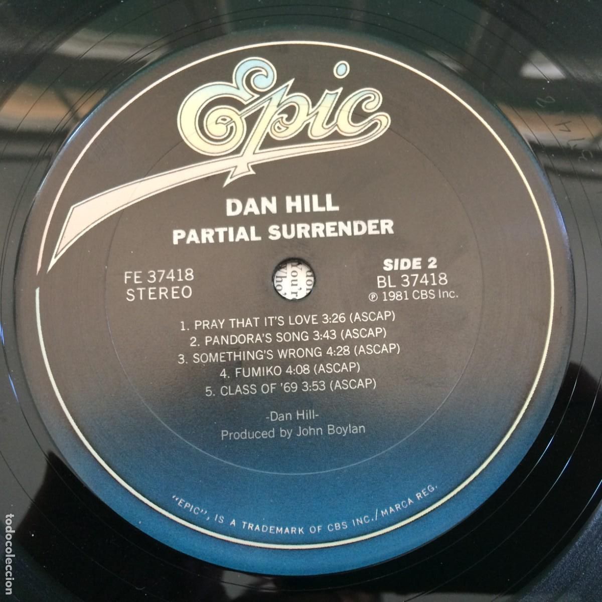 Discos de vinilo: Dan Hill &lrm;&ndash; Partial Surrender USA 1981 Epic - Foto 6