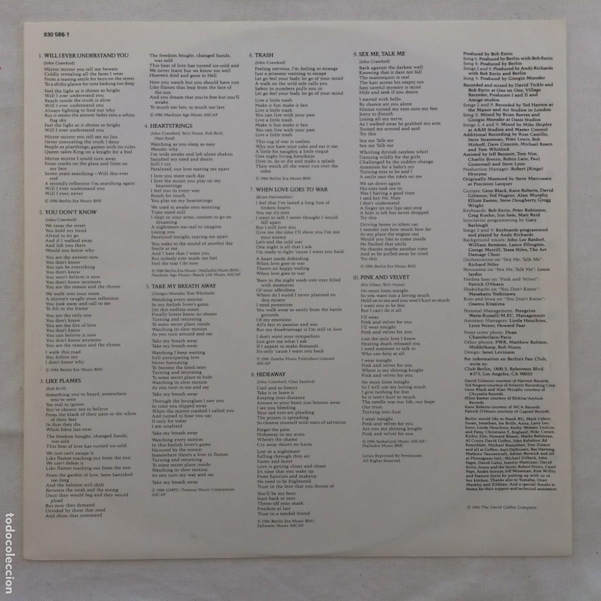 Discos de vinilo: Berlin &lrm;&ndash; Count Three & Pray Holanda 1986 Mercury - Foto 4