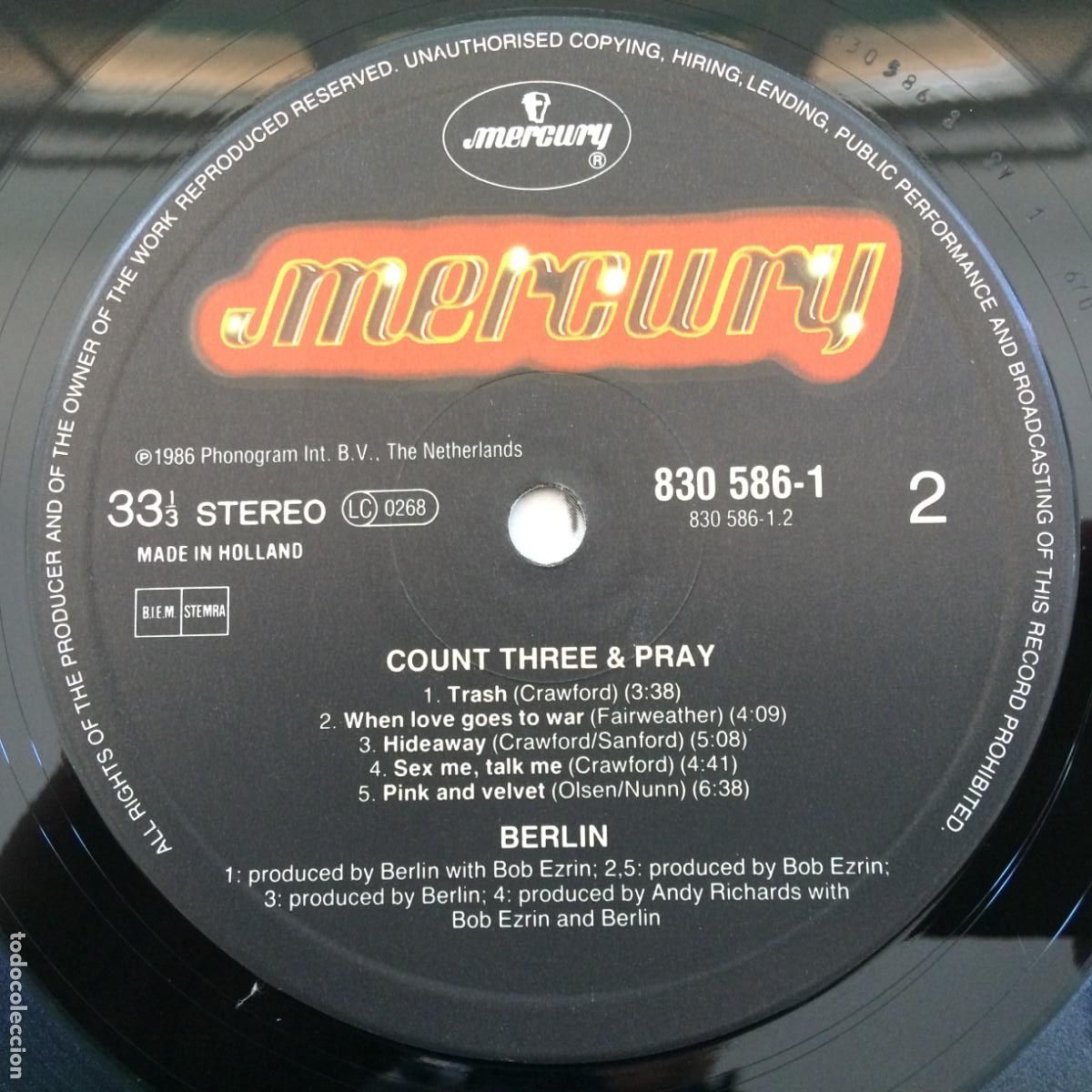 Discos de vinilo: Berlin &lrm;&ndash; Count Three & Pray Holanda 1986 Mercury - Foto 5