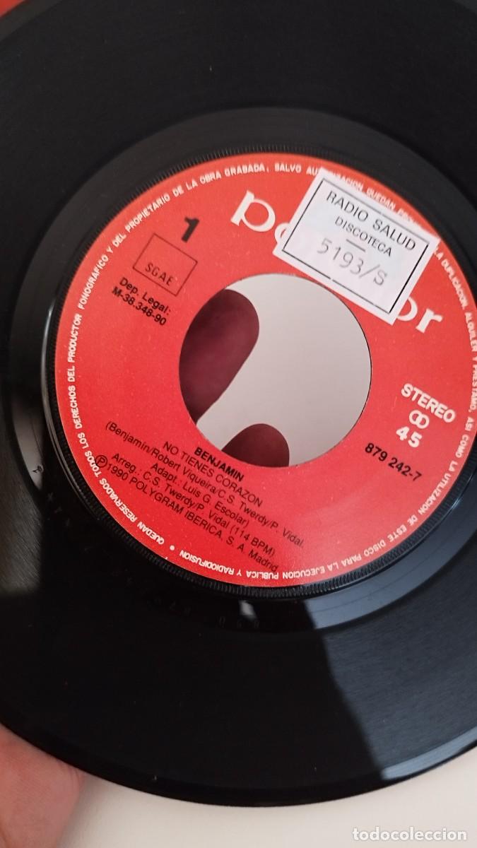 Discos de vinilo: Benjam&iacute;n - no tienes coraz&oacute;n. Single - Foto 2