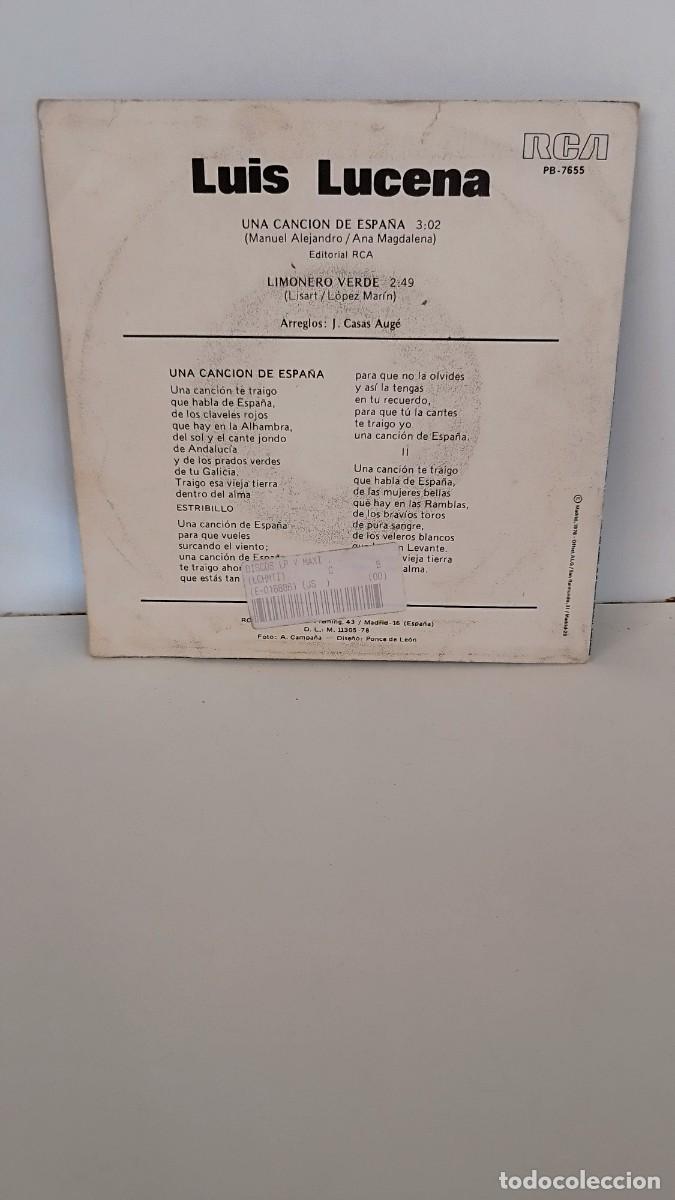 Discos de vinilo: LUIS LUCENA UNA CANCION DE ESPA&Ntilde;A. Single - Foto 3
