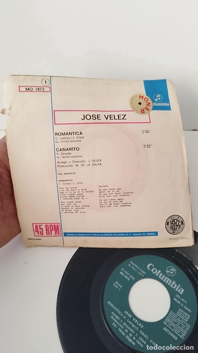 Discos de vinilo: JOSE VELEZ - Rom&aacute;ntica. SINGLE - Foto 5