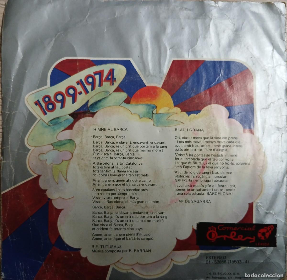Discos de vinilo: Disco vinilo single Himne del Bar&ccedil;a 1899-1974 - Foto 2