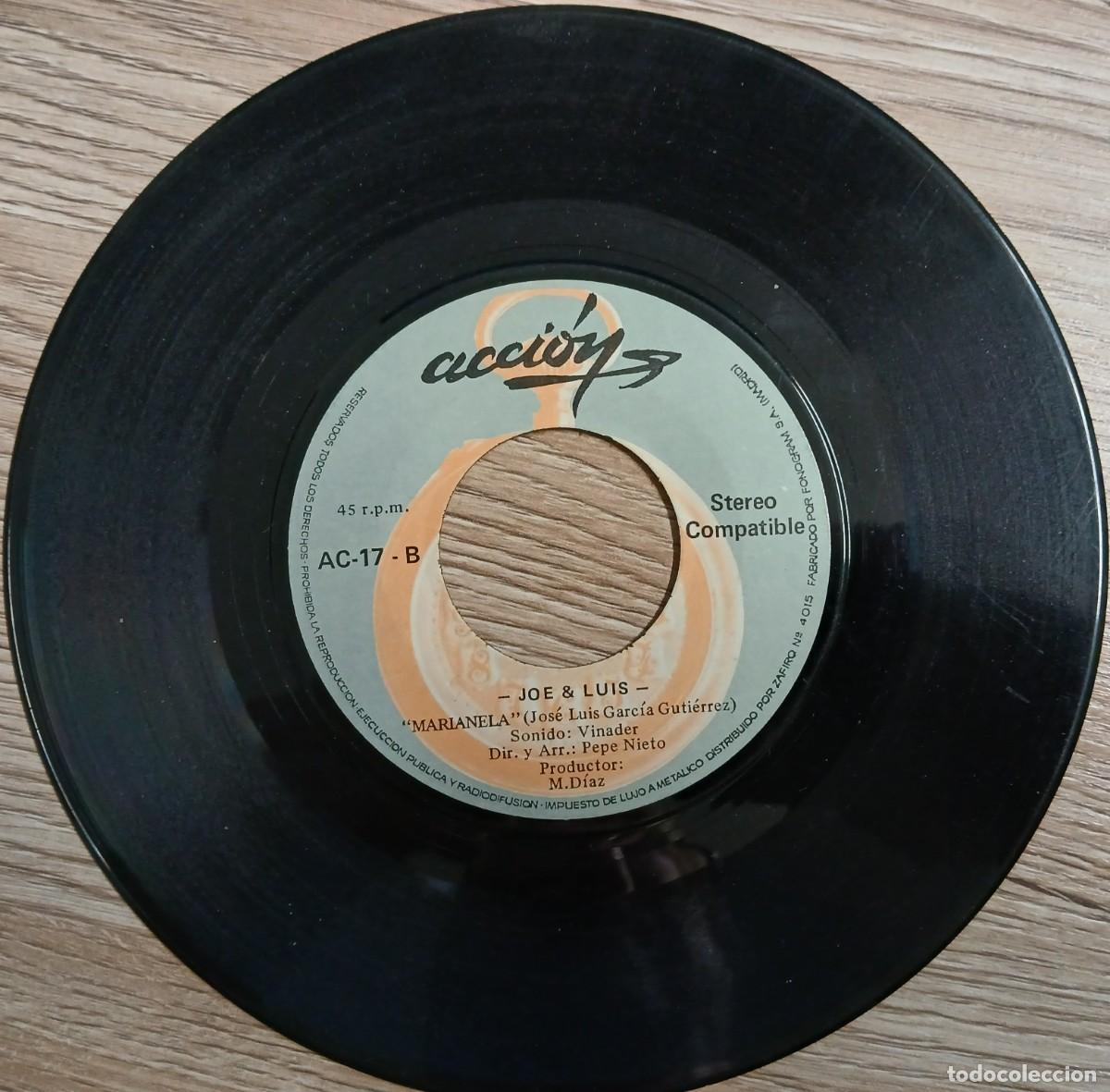 Discos de vinilo: Disco vinilo single Joe & Luis (Sin funda) - Foto 2