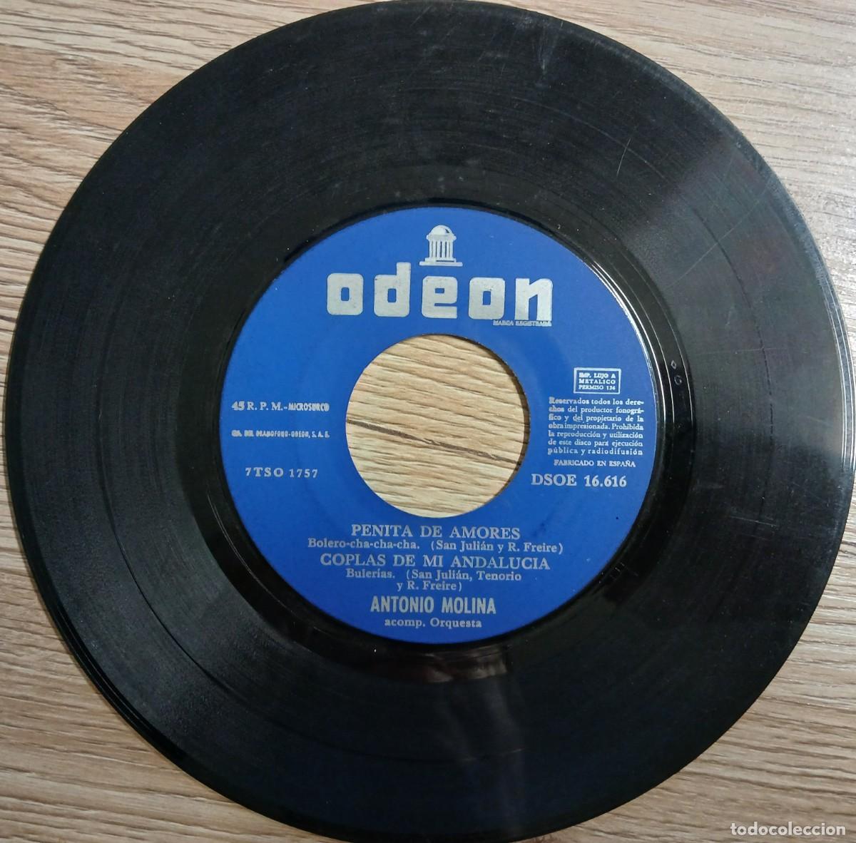 Discos de vinilo: Disco vinilo single Antonio Molina (Sin funda) - Foto 2