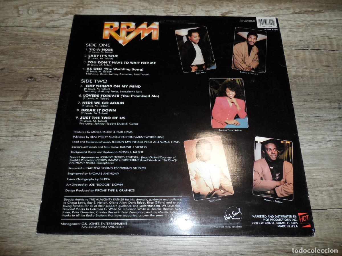 Discos de vinilo: RPM - AS ONE (USA 1990) - Foto 2