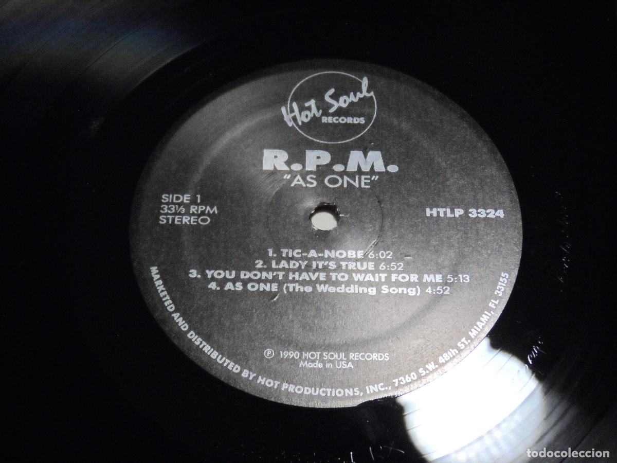 Discos de vinilo: RPM - AS ONE (USA 1990) - Foto 3