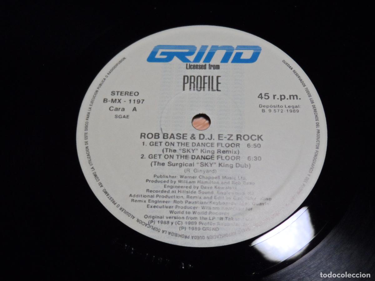Discos de vinilo: ROB BASE & D.J. E-Z ROCK - GET ON THE DANCE FLOOR - Foto 3