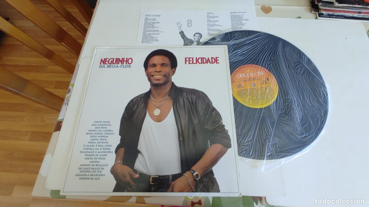 Vinyl records: NEGUINHO DA BEIJA FLOR-LP FELICIDADE-ENCARTE LETRAS-BUEN ESTADO