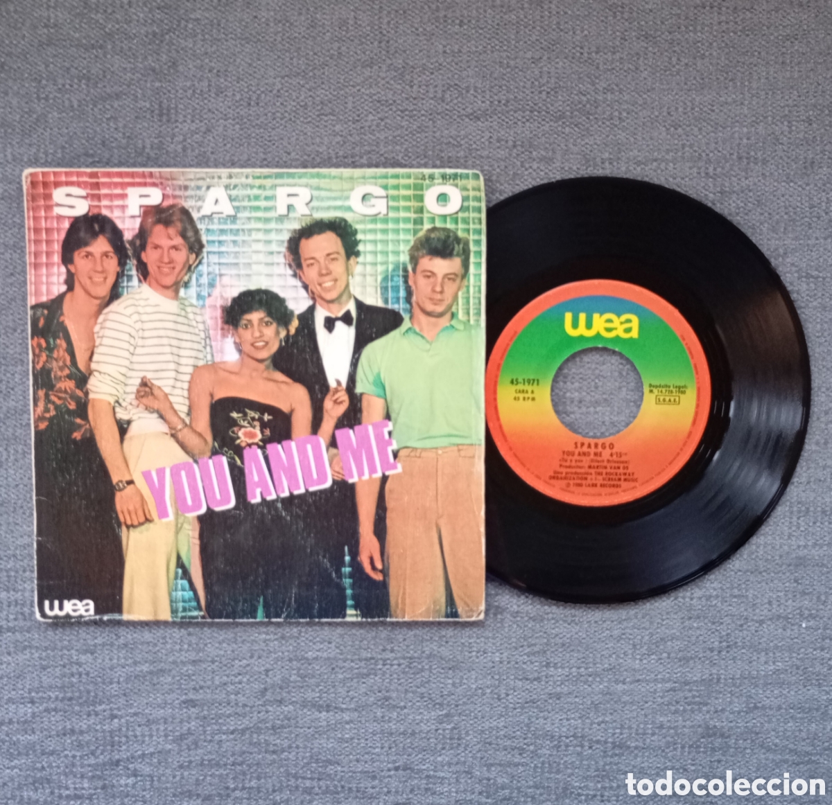 Discos de vinil: Spargo. You And Me/ Worry. Single 7&rdquo;, a&ntilde;o 1980.