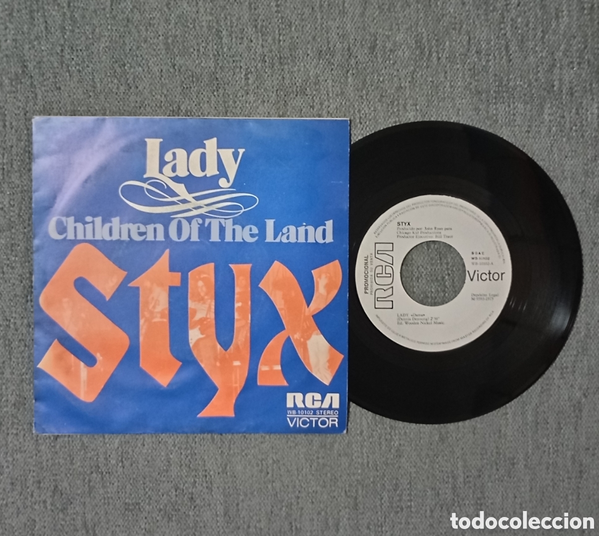 Discos de vinil: Styx. Lady/ Children Of The Land. Single 7&rdquo;PROMO, a&ntilde;o 1975.