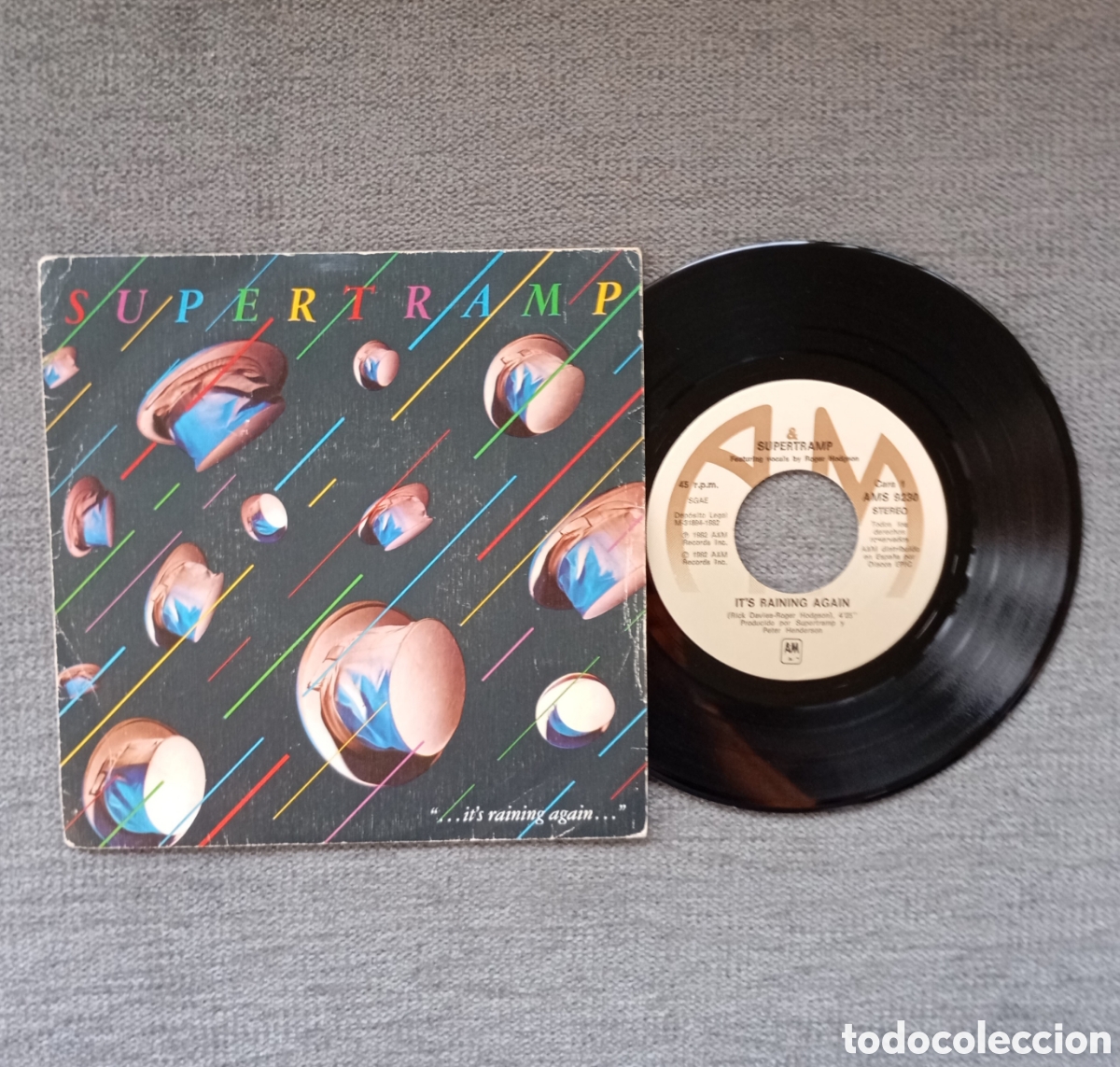 Discos de vinilo: Supertramp. Its Raining Again/ Bonnie. Single 7&rdquo;, a&ntilde;o 1982. - Foto 1