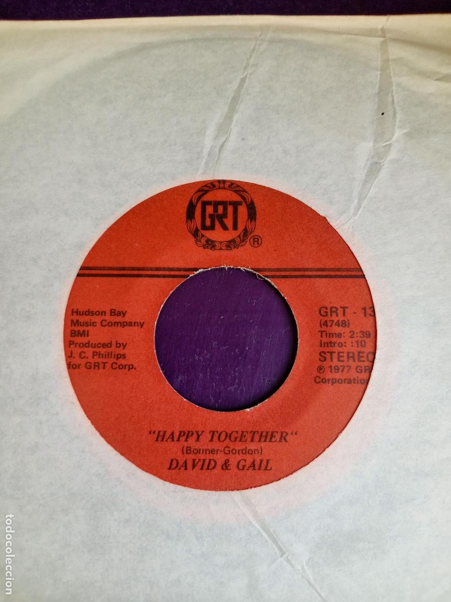 Dischi in vinile: David & Gail &lrm;&ndash; Happy Together / You Say You Love Me Sg GRT 1977 - POP 70'S, DIRIA Q PUESTO UNA VEZ