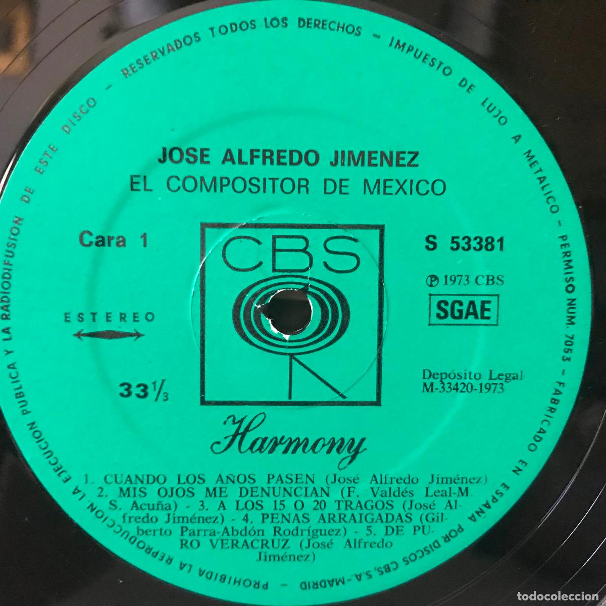 Discos de vinilo: Jos&eacute; Alfredo Jim&eacute;nez. El compositor de M&eacute;xico - Foto 3