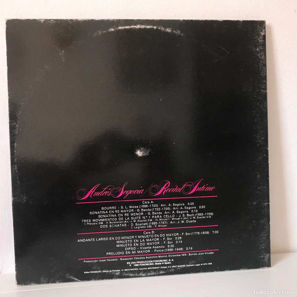 Discos de vinilo: Andr&eacute;s Segovia. Recital &iacute;ntimo - Foto 2