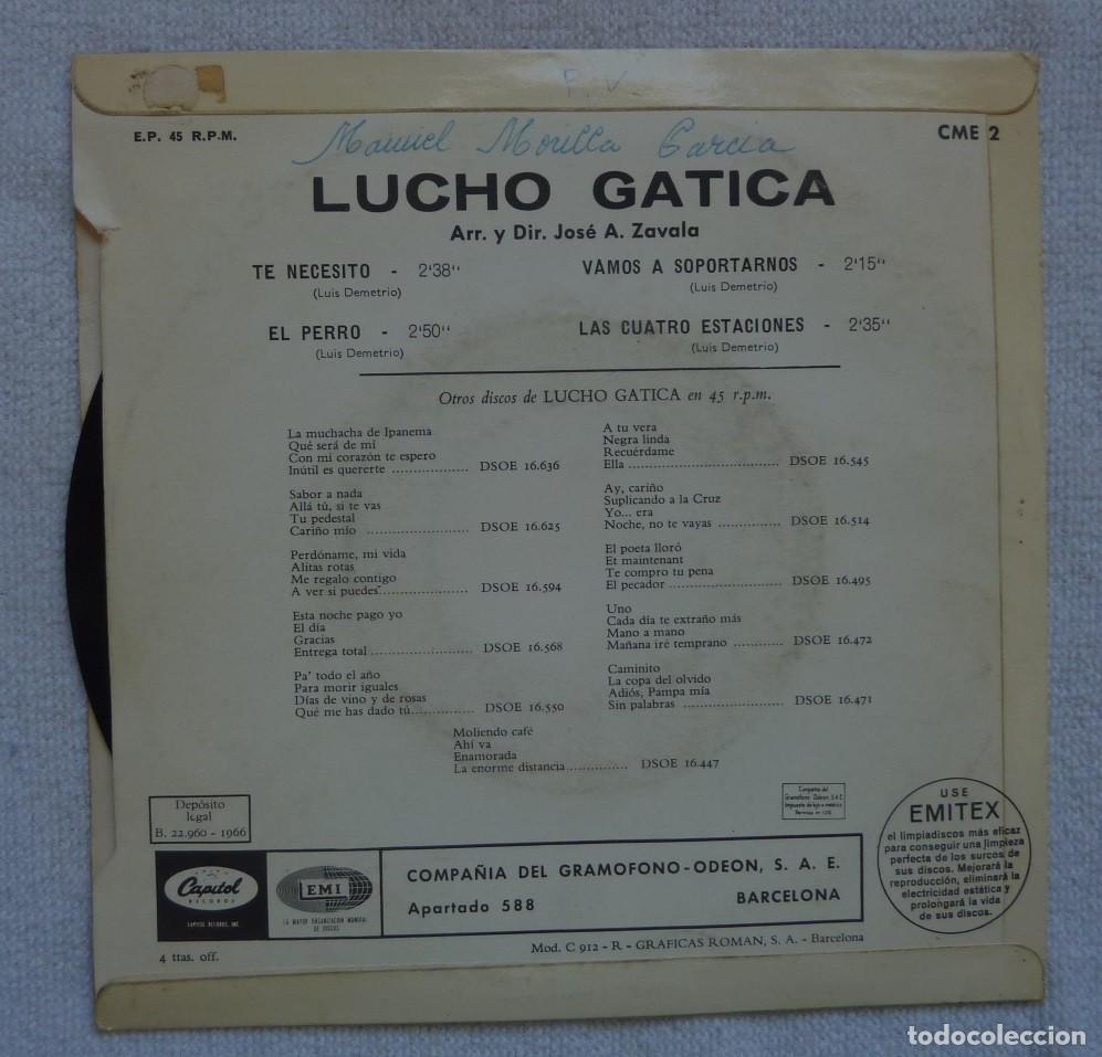Discos de vinilo: LUCHO GATICA // TE NECESITO+3 // 1966 // EP - Foto 2