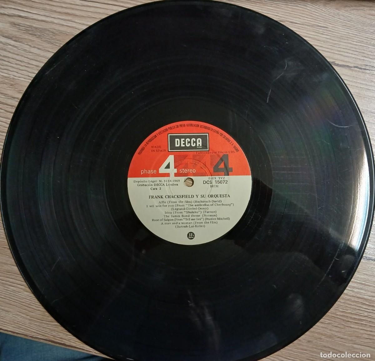 Discos de vinilo: Disco vinilo LP FRANK CHACKSFIELD Y SU ORQUESTA (Sin funda) - Foto 2