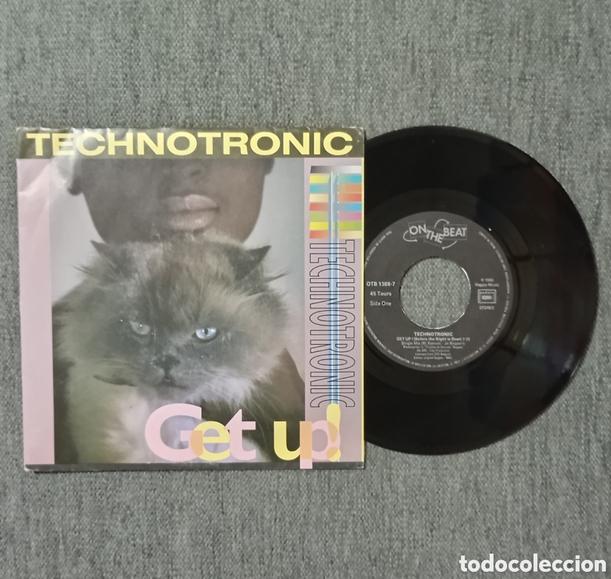 Discos de vinilo: Technotronic. Get Up/ Get Up instrumental. Single 7&rdquo;, a&ntilde;o 1990. - Foto 1