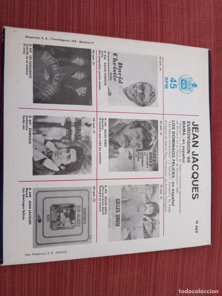 Discos de vinilo: EUROVISI&Oacute;N 69, JEAN JACQUES, MAMA SINGLE DE VINILO - Foto 2