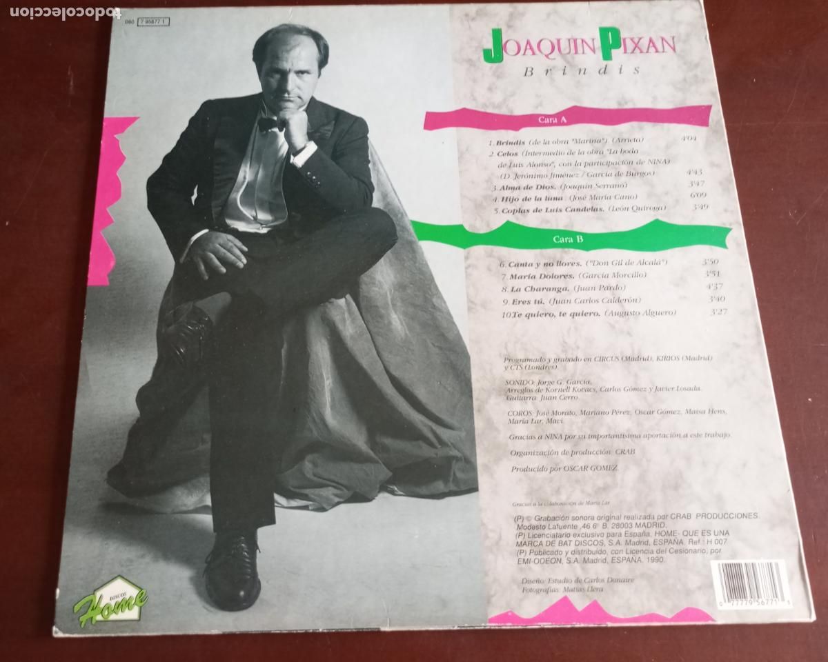 Discos de vinilo: JOAQUIN PIXAN - BRINDIS - LP - 1990 - Foto 2