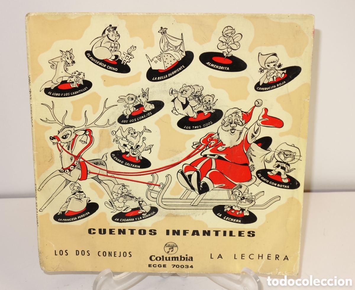 Discos de vinilo: Disco-cuento 45 rpm Los dos conejos y La Lechera - Foto 1