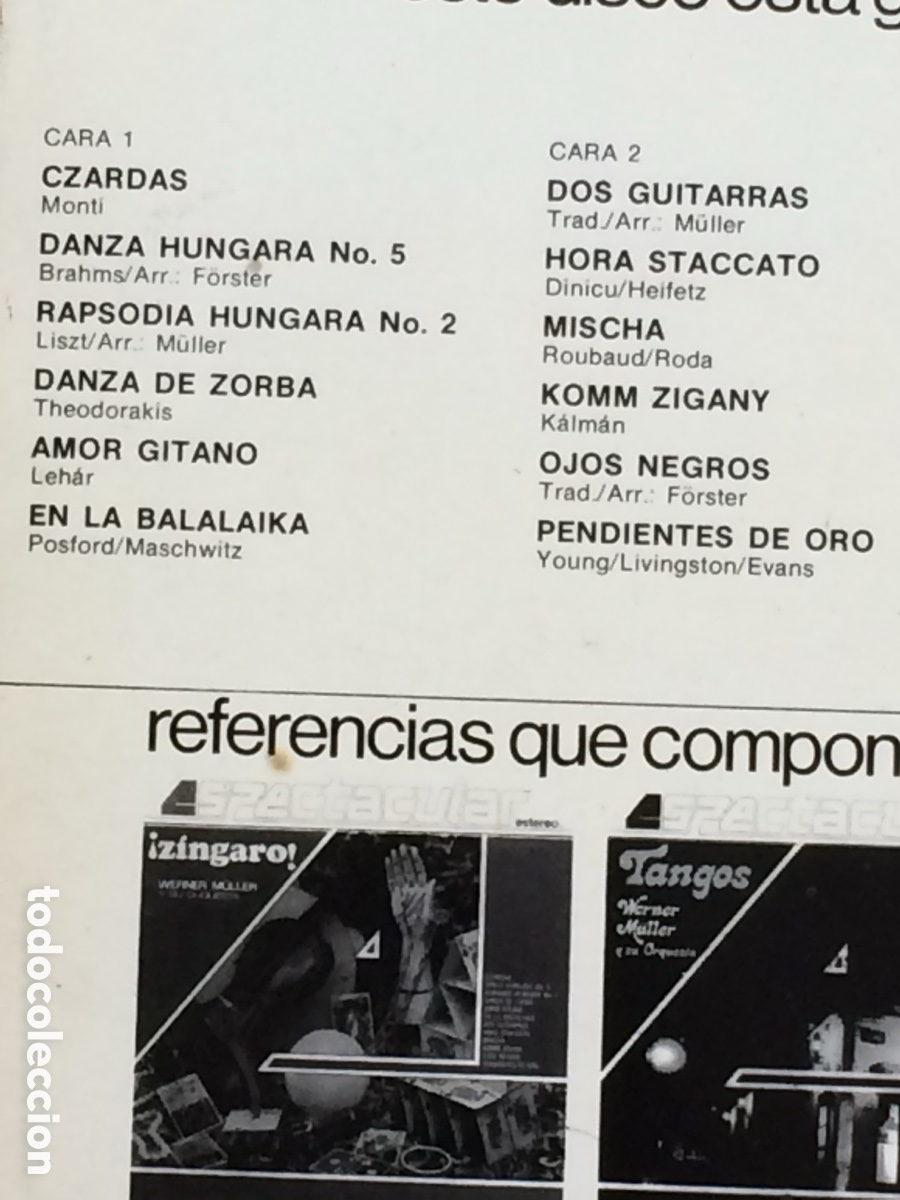 Discos de vinilo: Z&Iacute;NGARO WERNER M&Uuml;LLER Y SU ORQUESTA - Foto 3