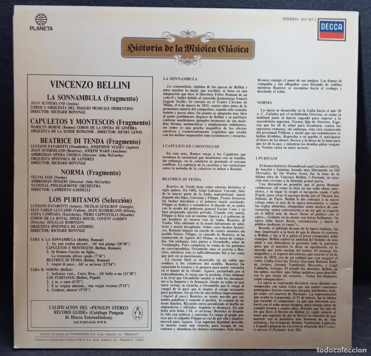Discos de vinilo: VINILO VINCENZO BELLINI - LA SONNAMBULA - Foto 2