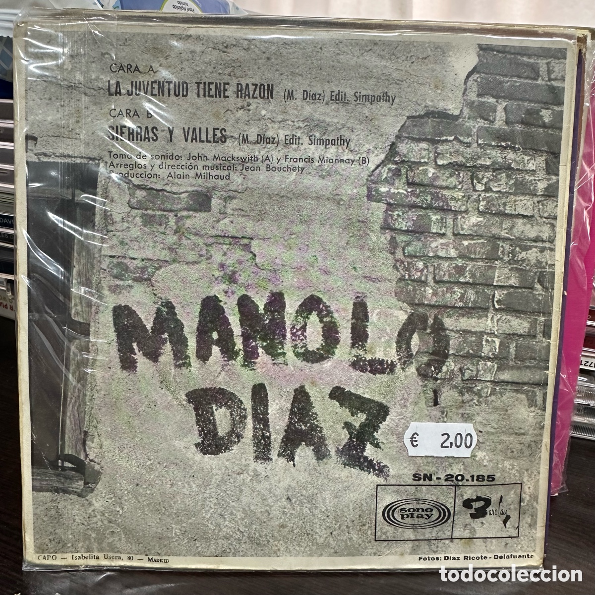 Discos de vinilo: Manolo Diaz - La Juventud Tiene Razon (7&rdquo;, Single) - Foto 2