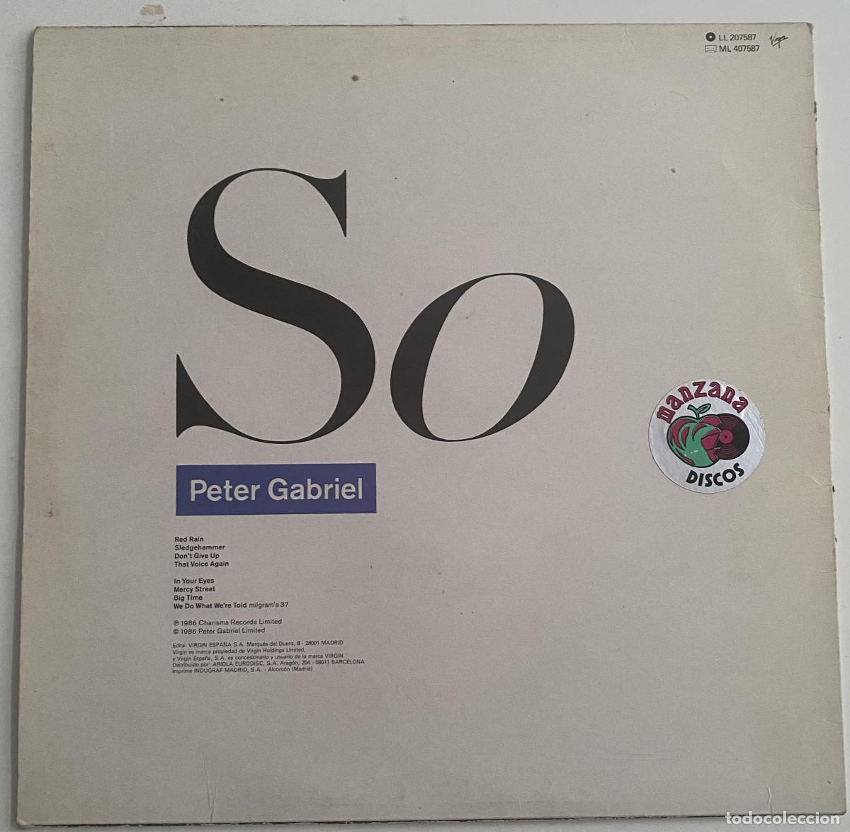 Discos de vinilo: PETER GABRIEL - SO - LP - CHARISMA - VIRGIN RECORDS - 1986 - Foto 2