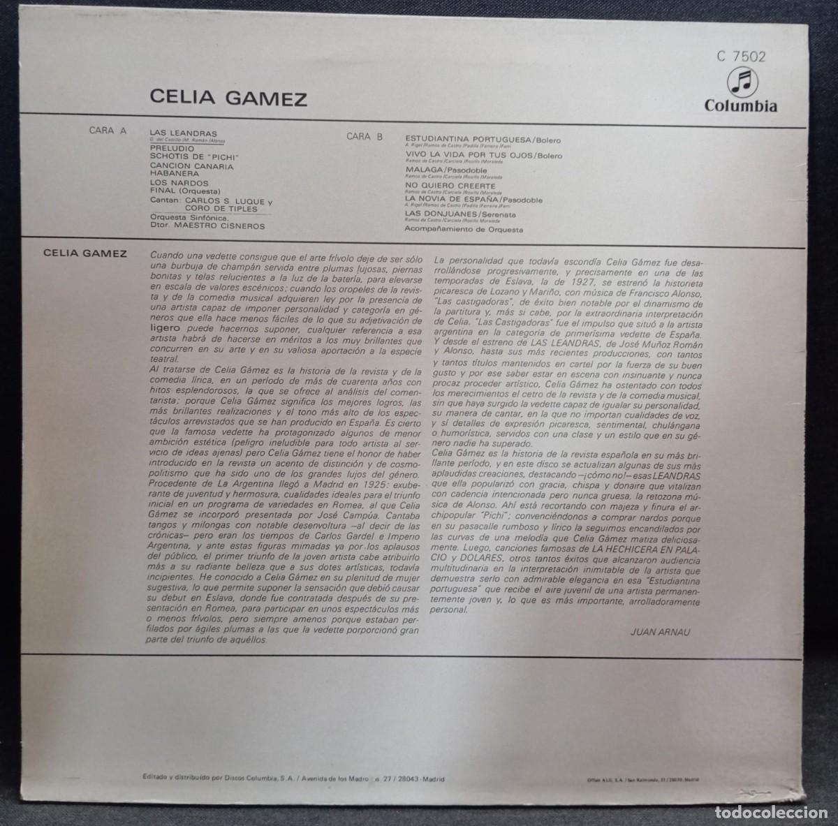 Discos de vinilo: VINILO CELIA GAMEZ - LAS LEANDRAS - Foto 2