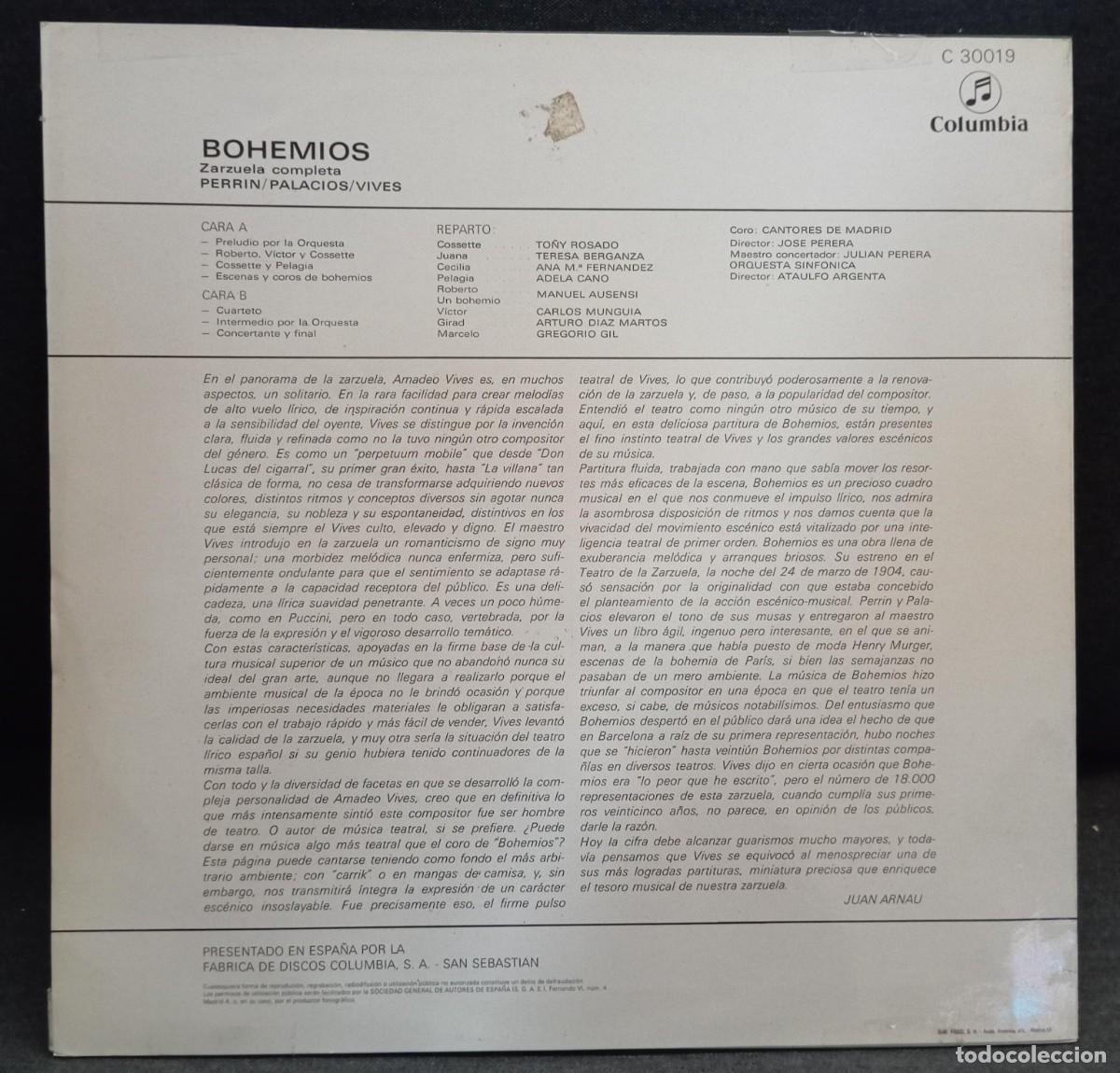 Discos de vinilo: VINILO COROS CANTORES DE MADRID - BOHEMIOS - Foto 2