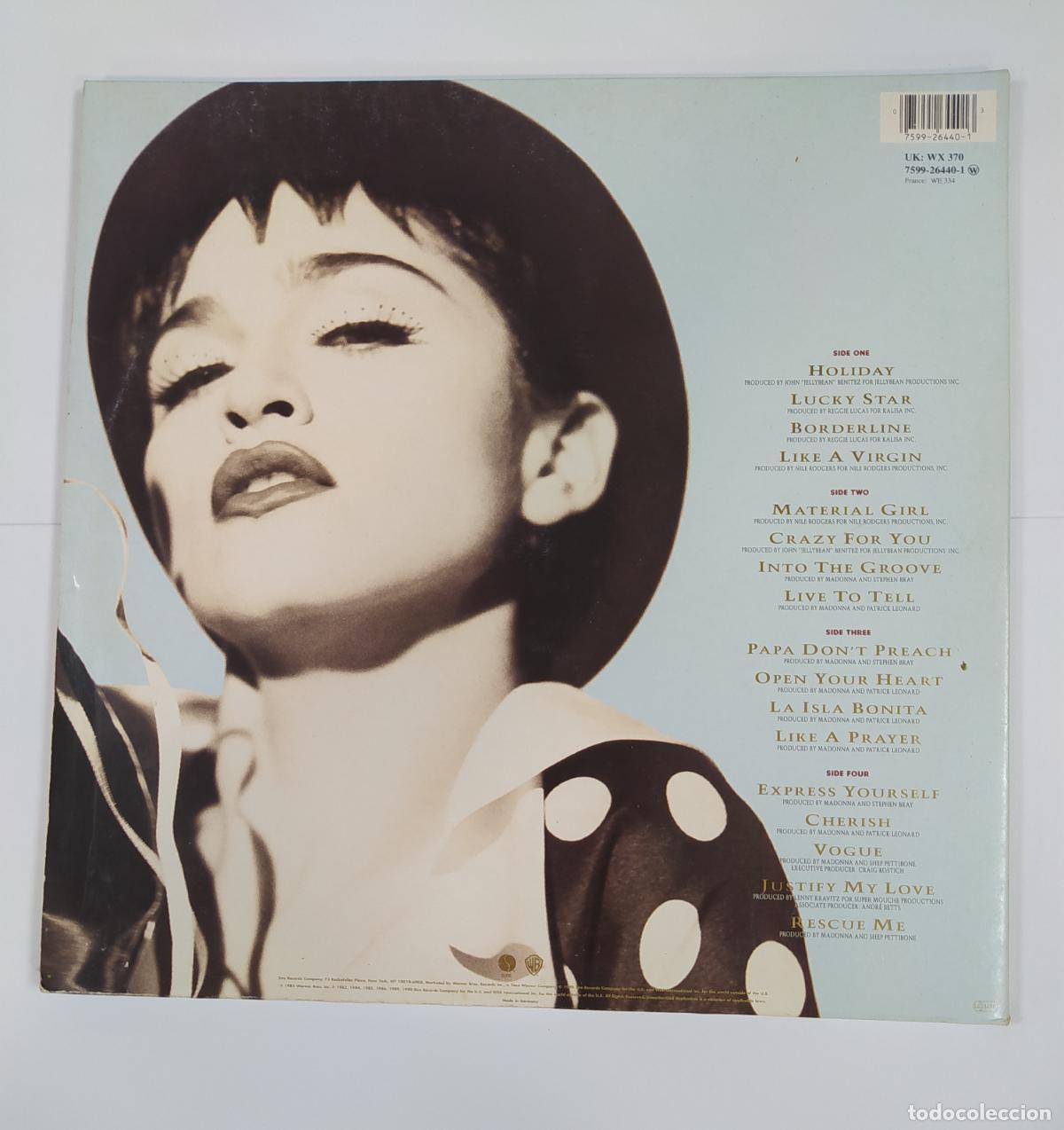 Discos de vinilo: MADONNA - THE INMACULATE COLLECTION. DOBLE LP. TDKLP8 - Foto 2