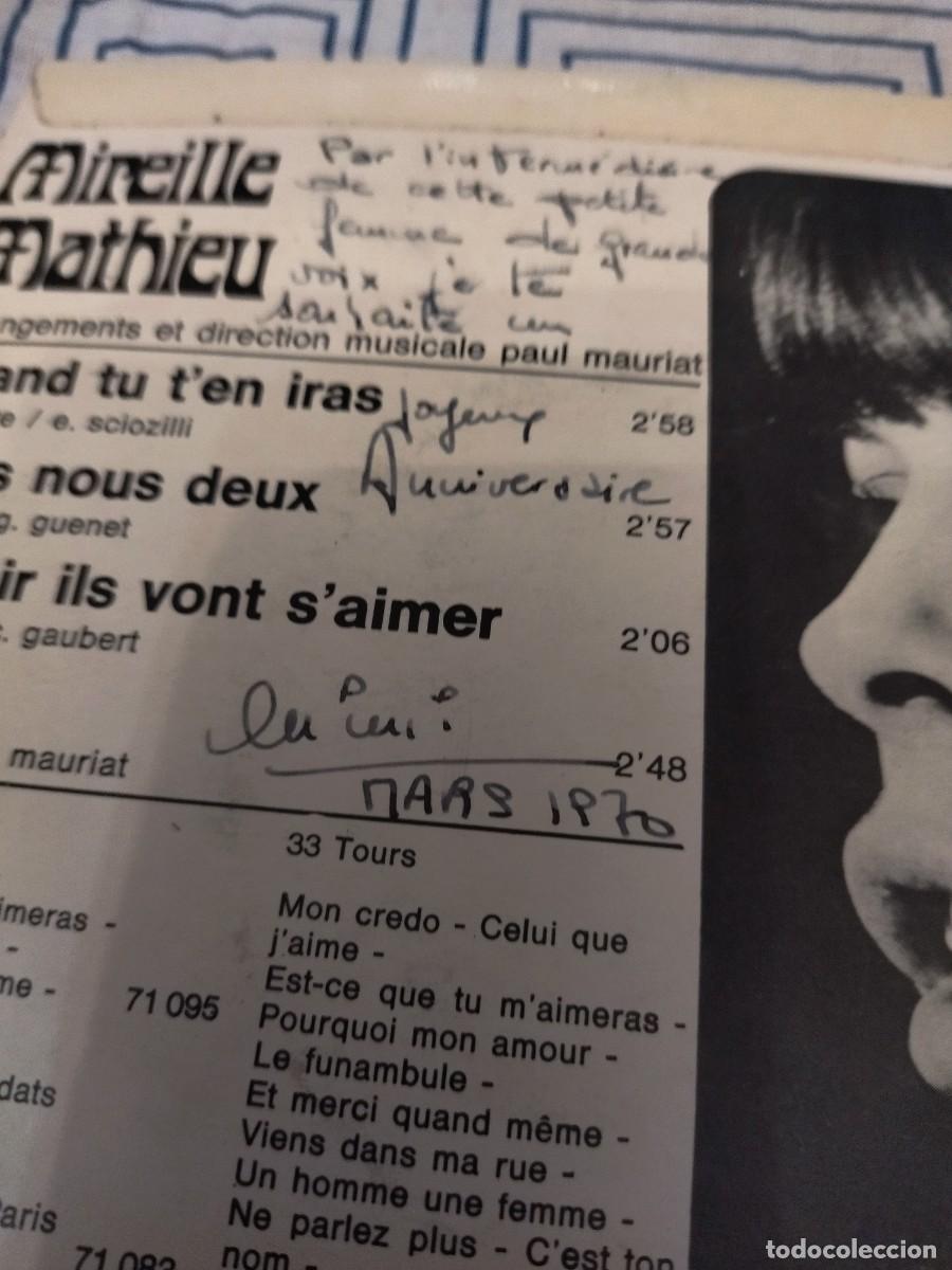 Discos de vinilo: MIREILLE MATHIEU -QUAND TU TEN IRAS - Foto 3