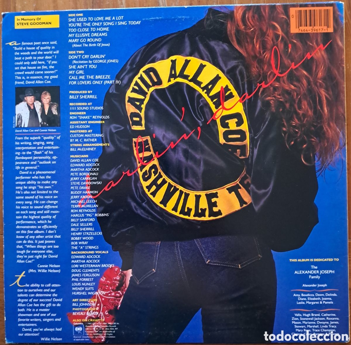 Discos de vinilo: David Allan Coe - darlin, darlin - Foto 2