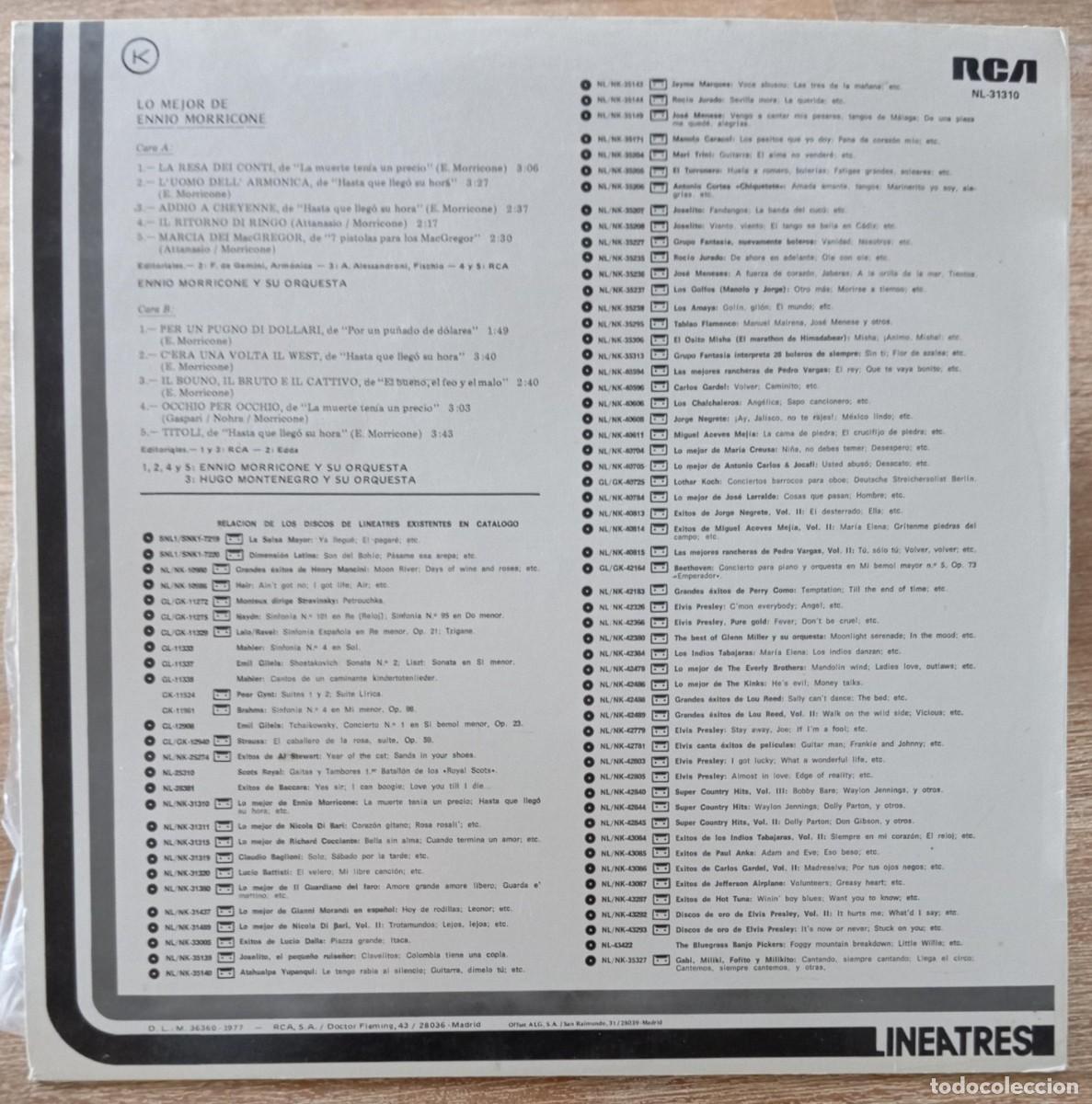 Discos de vinilo: VINILO LO MEJOR DE ENNIO MORRICONE - Foto 2