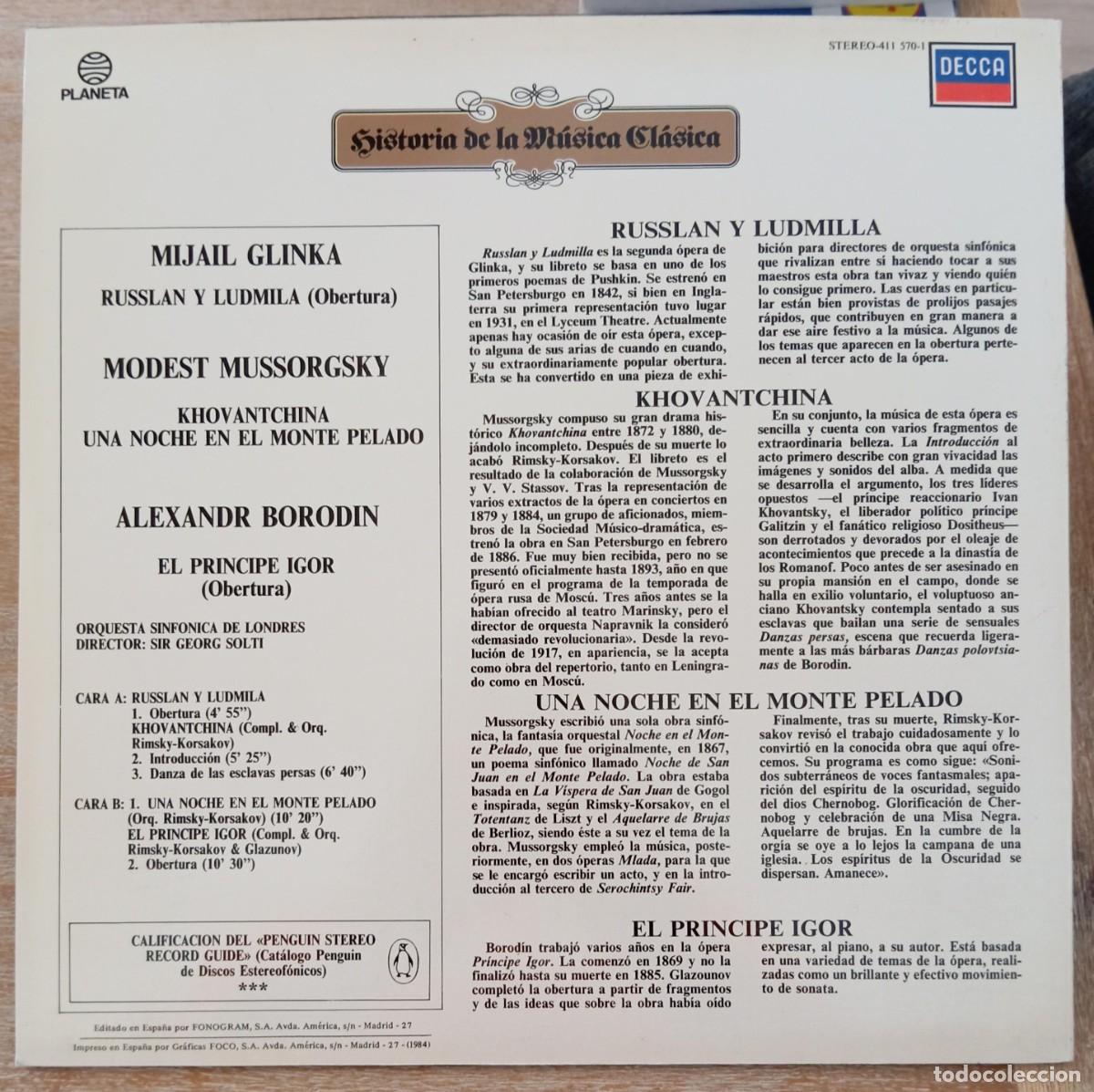 Discos de vinilo: VINILO GLINKA - MUSSORGSKY - BORODIN - Foto 2