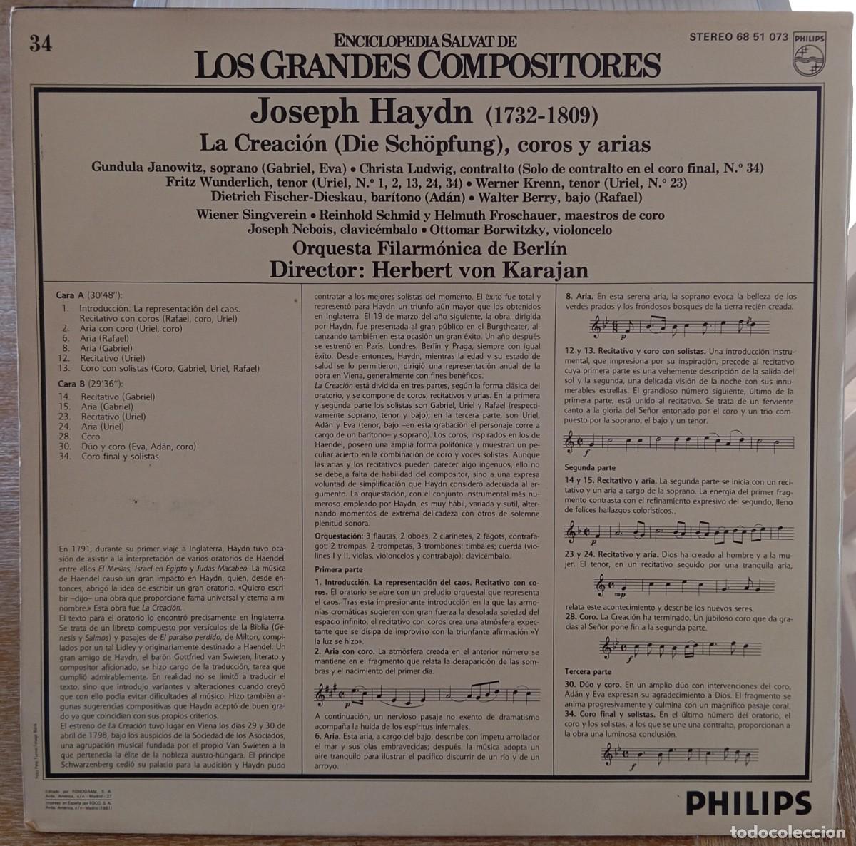 Discos de vinilo: VINILO JOSEPH HAYDN - LA CREACION - Foto 2