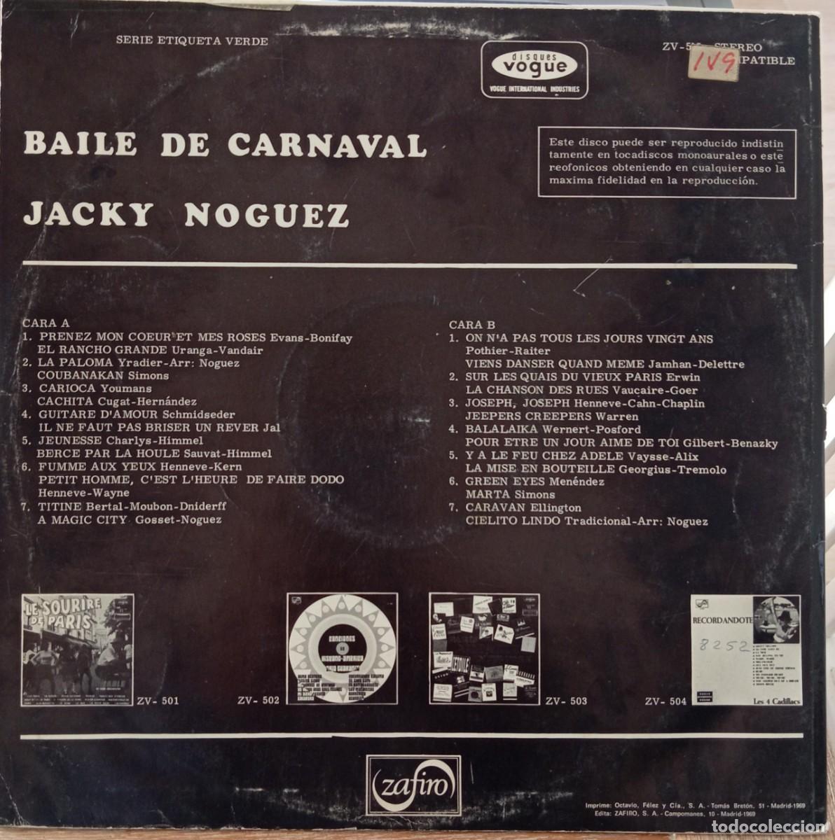 Discos de vinilo: JACKY NOGUEZ - BAL DU CARNAVAL - Foto 2