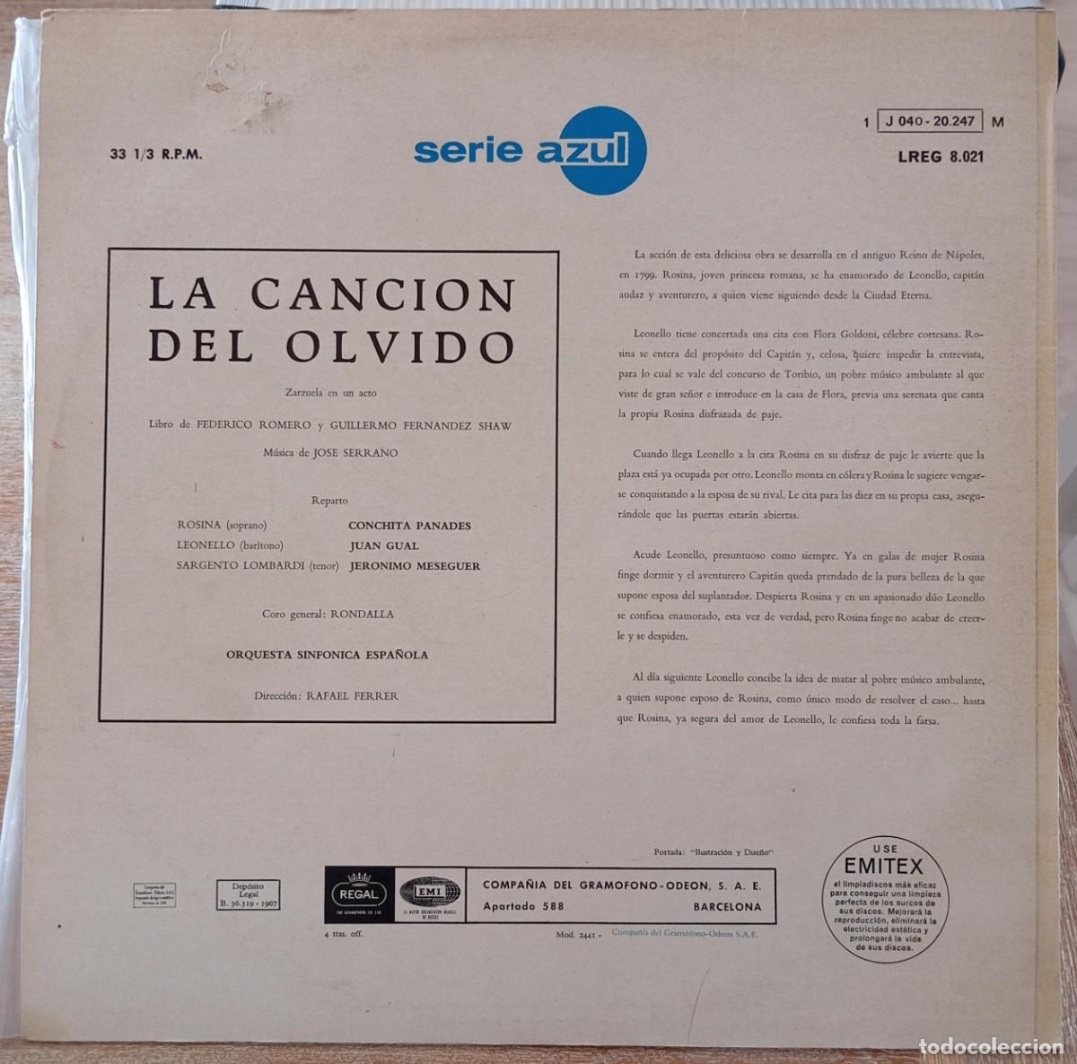 Discos de vinilo: VINILO JOSE SERRANO - LA CANCION DEL OLVIDO - Foto 2