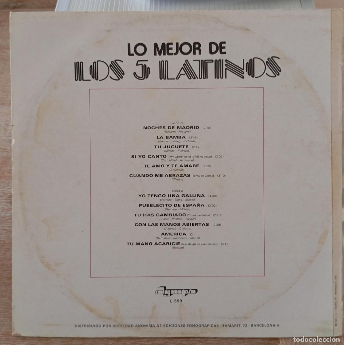 Discos de vinilo: VINILO LO MEJOR DE LOS 5 LATINOS - Foto 2